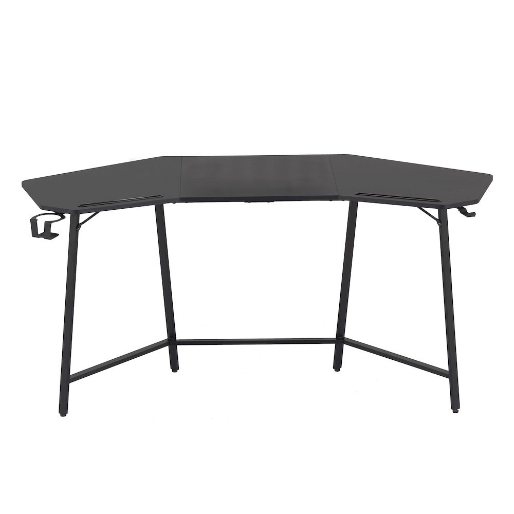 Gaming Desk with Shelf & Accessory Holders, Black. Picture 9