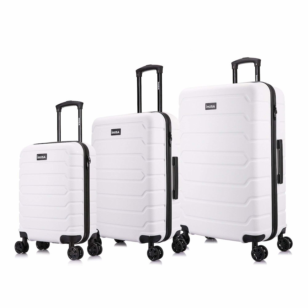 InUSA Trend lightweight hardside spinner 3 piece luggage set  20'',24'', 28'' White. Picture 1