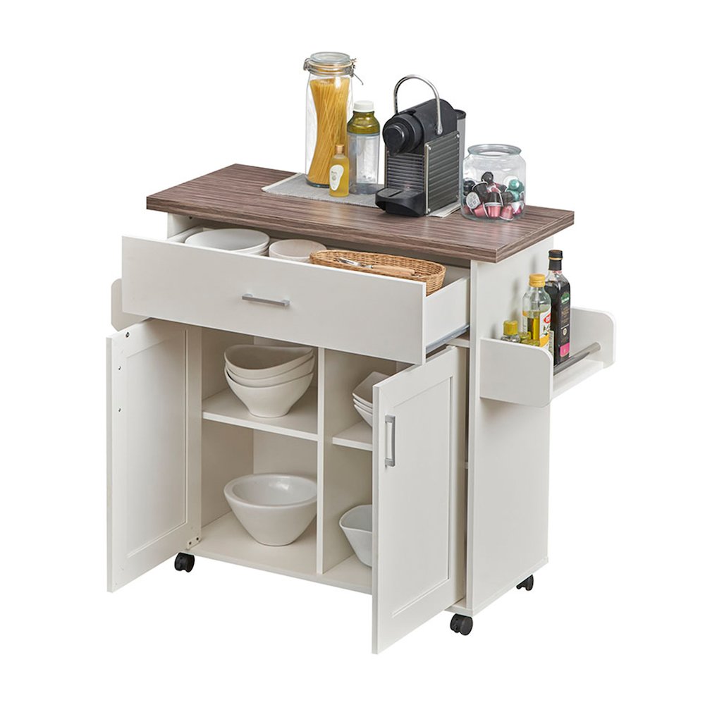 Techni Home Deluxe Mobile Kitchen Island Cart with Water Resistant Top. Picture 5