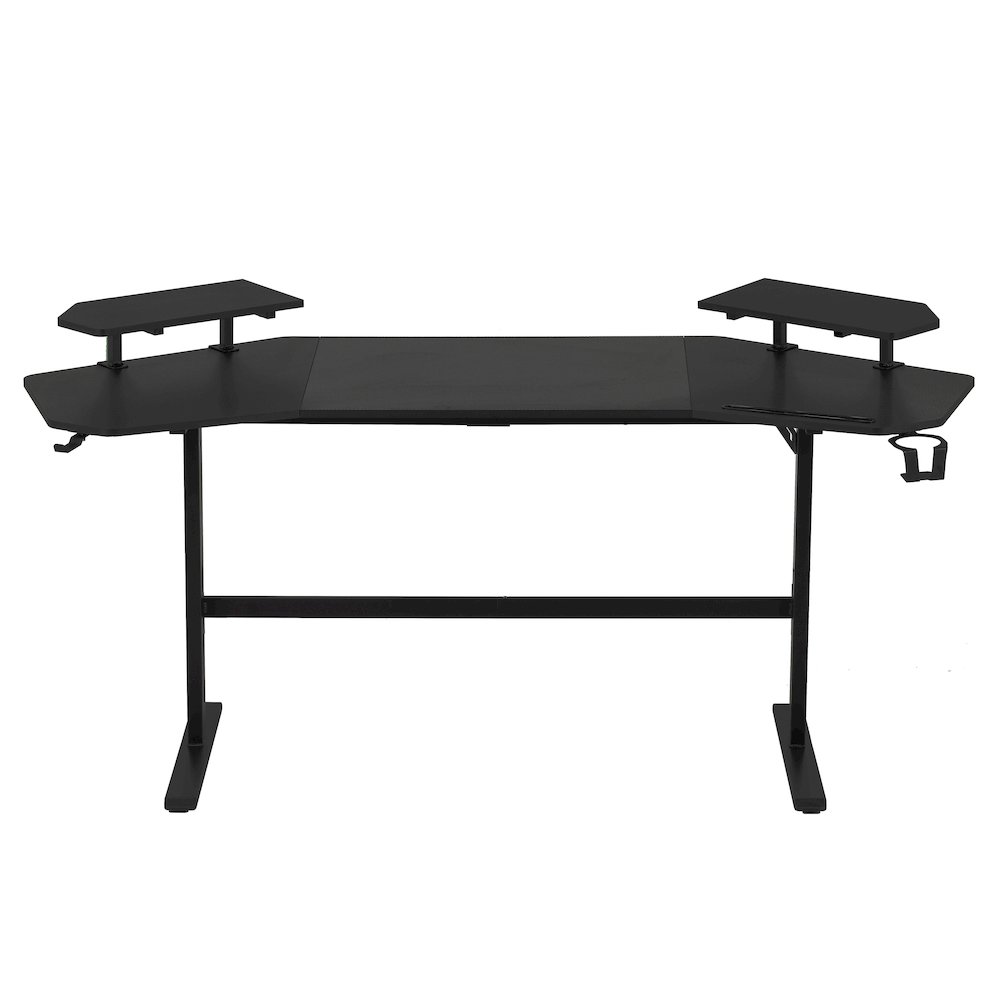 Gaming Desk with Shelves & Accessory Holder, Black. Picture 5