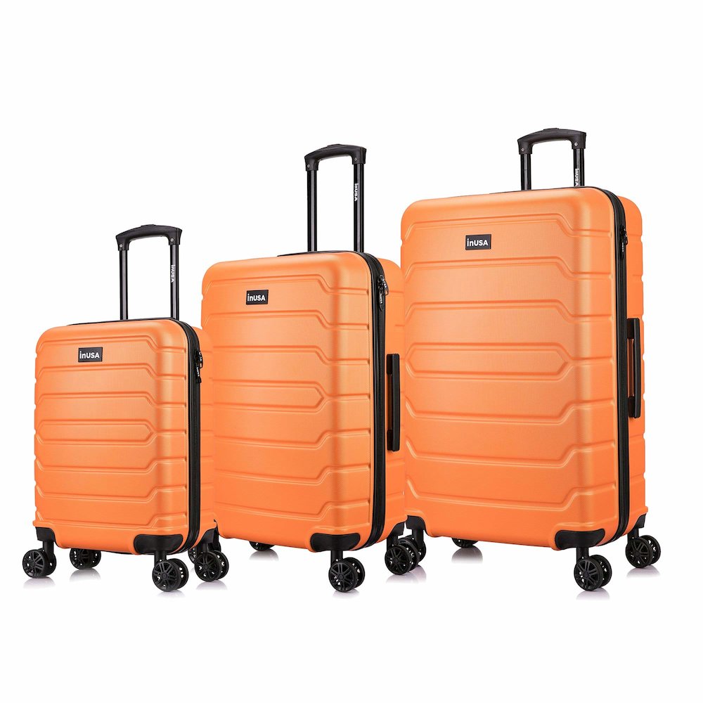 InUSA Trend lightweight hardside spinner 3 piece luggage set  20'',24'', 28''Orange. Picture 1