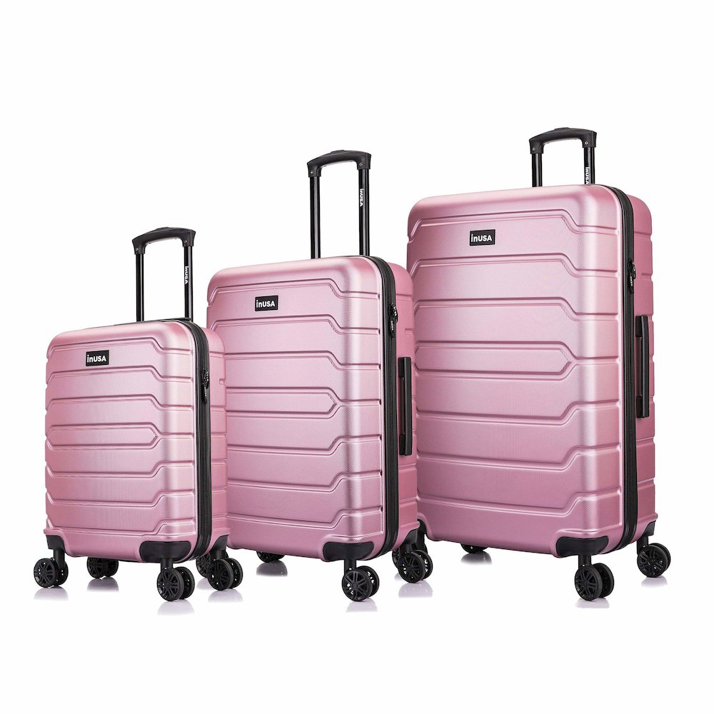InUSA Trend lightweight hardside spinner 3 piece luggage set  20'',24'', 28'' Rose Gold. Picture 1