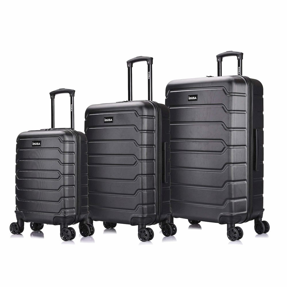 InUSA Trend lightweight hardside spinner 3 piece luggage set  20'',24'', 28'' Black. Picture 1