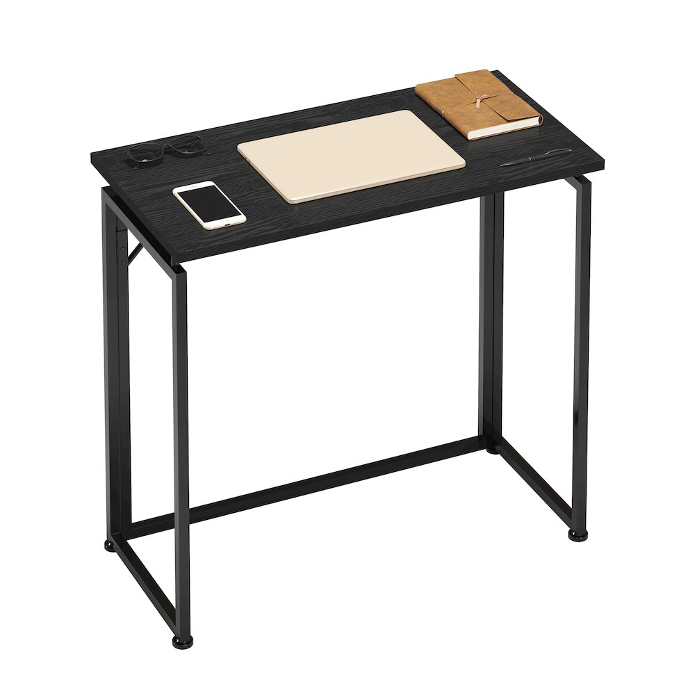 31.5” Folding Desk for Small Spaces, No Assembly Required, Black. Picture 10