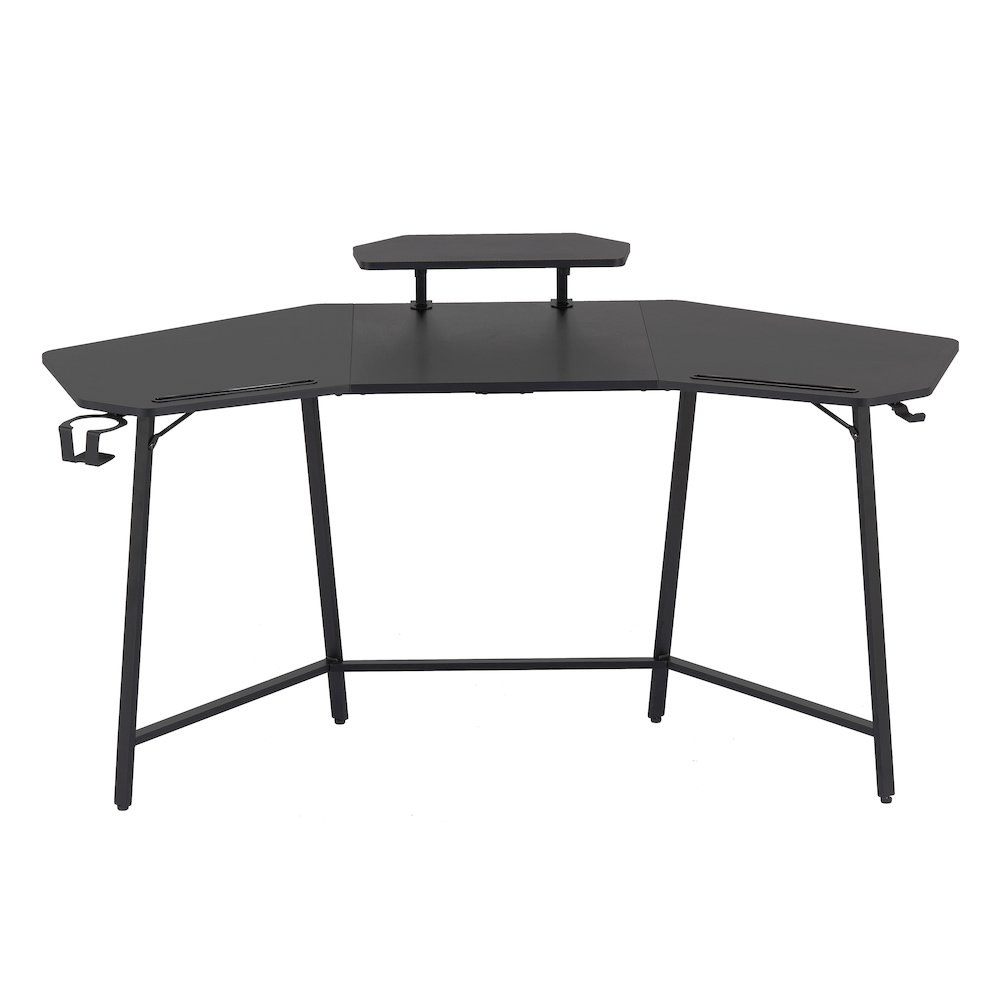 Gaming Desk with Shelf & Accessory Holders, Black. Picture 2