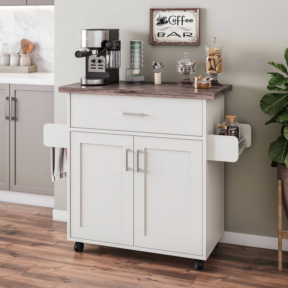 Techni Home Deluxe Mobile Kitchen Island Cart with Water Resistant Top. Picture 7