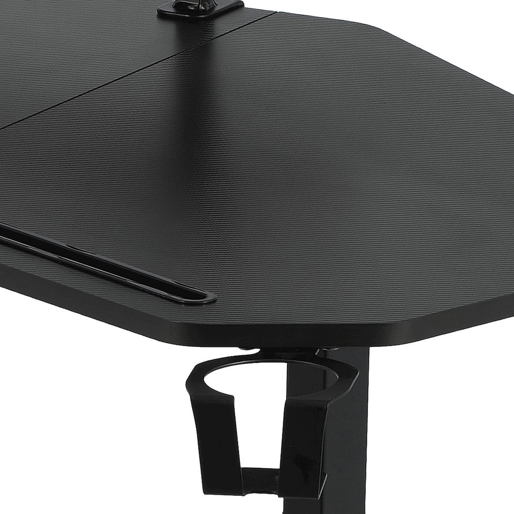 Gaming Desk with Shelves & Accessory Holder, Black. Picture 9