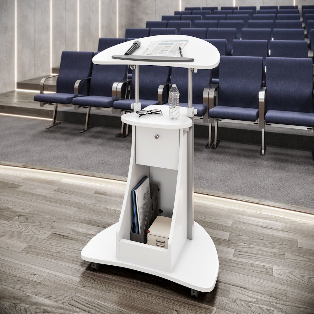 Sit-to-Stand Rolling Adjustable Storage Medical Laptop Computer Cart. Picture 12