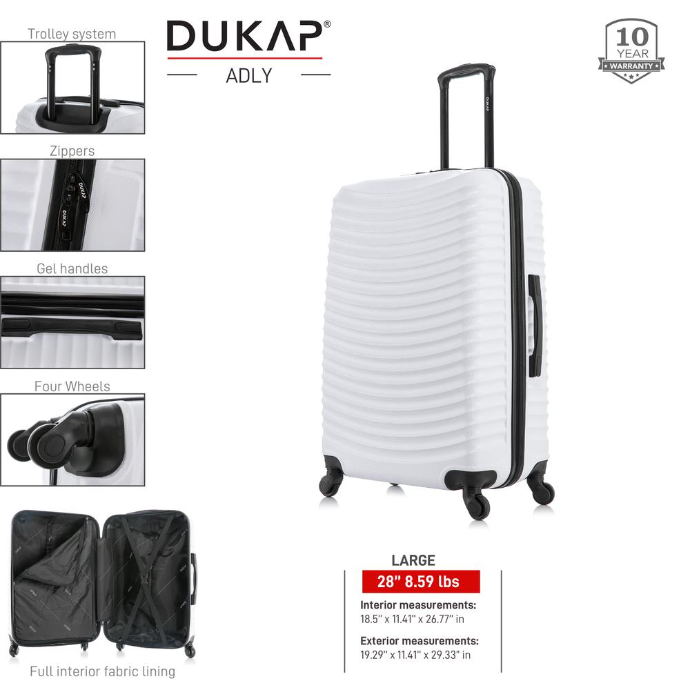 DUKAP Adly Lightweight Hardside Spinner 28 inch White. Picture 4