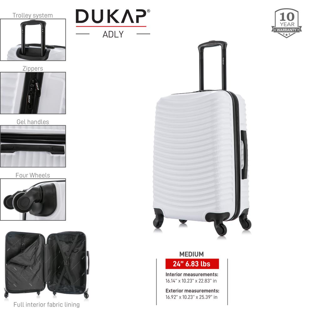 DUKAP Adly Lightweight Hardside Spinner 24 inch White. Picture 3