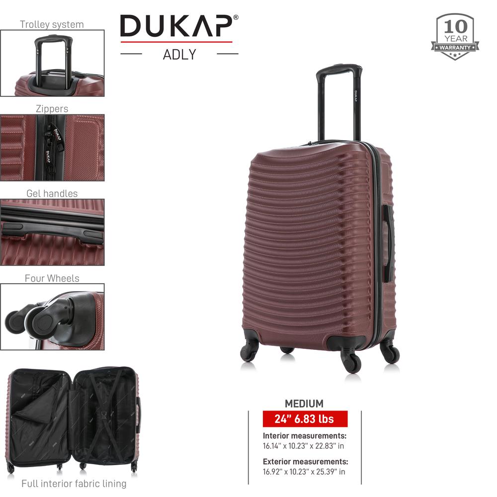 DUKAP Adly Lightweight Hardside Spinner 24 inch Wine. Picture 5