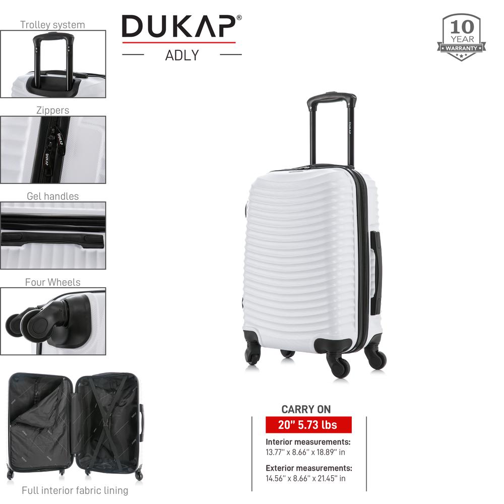 DUKAP Adly Lightweight Hardside Spinner 20 inch White. Picture 3
