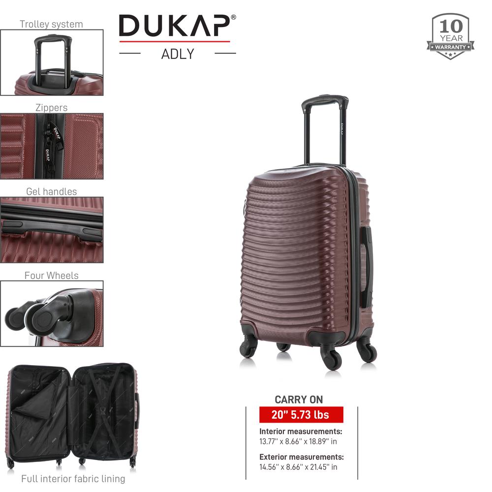 DUKAP Adly Lightweight Hardside Spinner 20 inch Wine. Picture 3