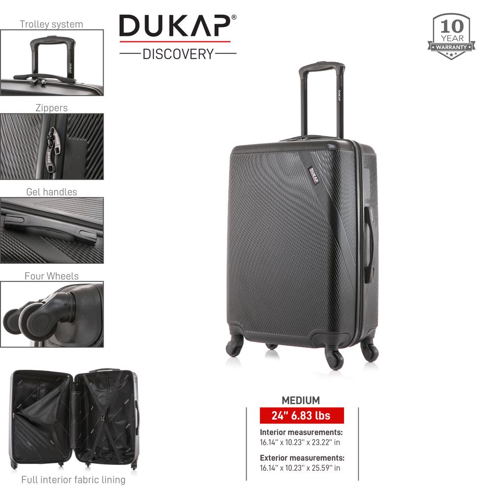 DUKAP Discovery Lightweight Hardside Spinner 24 inch Black. Picture 3
