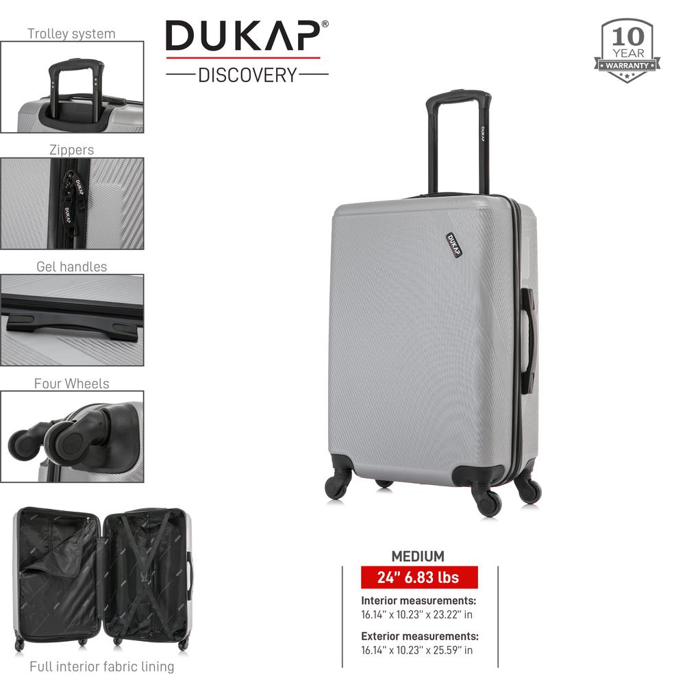 DUKAP Discovery Lightweight Hardside Spinner 24 inch Silver. Picture 3
