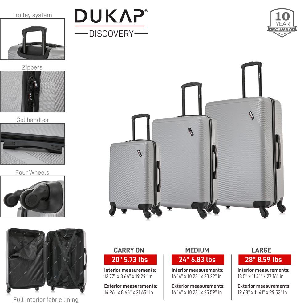 DUKAP Discovery Lightweight Hardside Spinner 3 Piece set  20'',24'', 28'' Black. Picture 7