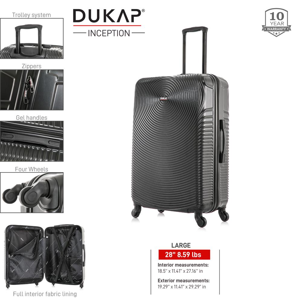 DUKAP Inception Lightweight Hardside Spinner 28 inch Black. Picture 4