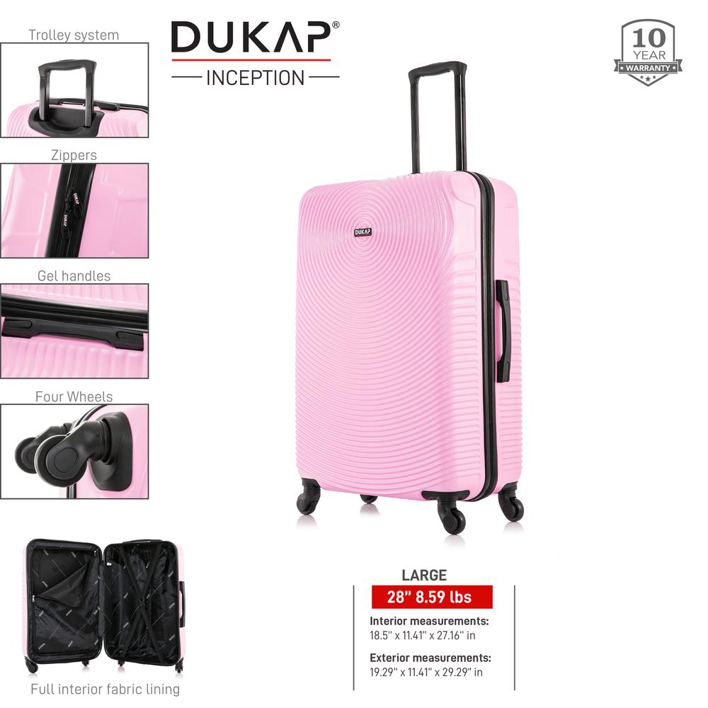 DUKAP Inception Lightweight Hardside Spinner 28 inch Pink. Picture 3