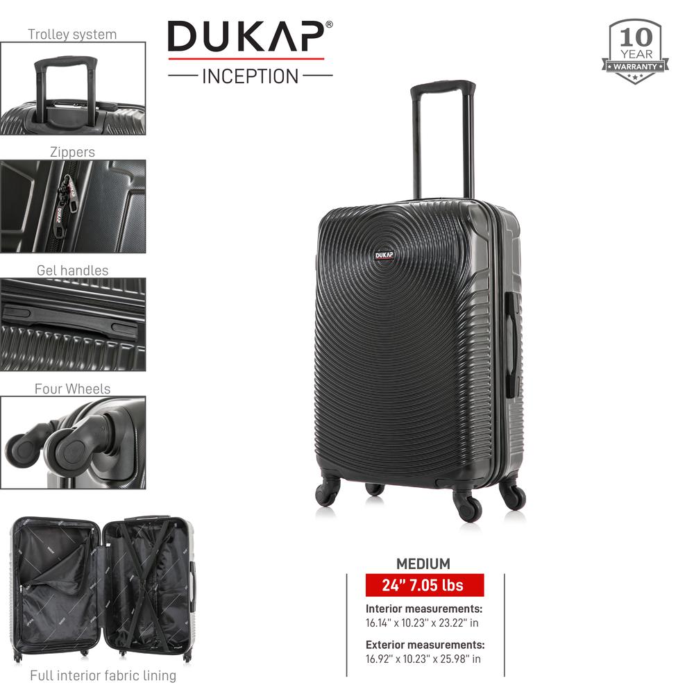 DUKAP Inception Lightweight Hardside Spinner 24 inch Black. Picture 6