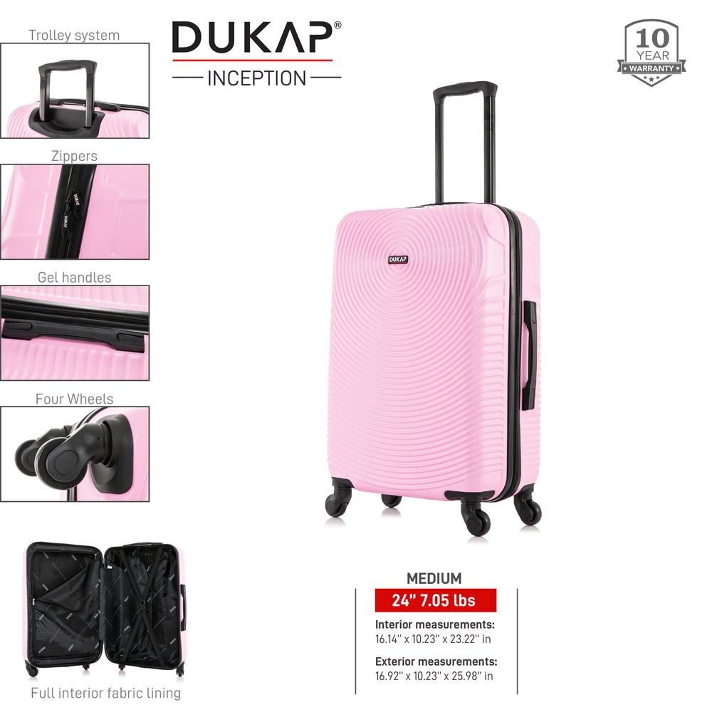 DUKAP Inception Lightweight Hardside Spinner 24 inch Pink. Picture 9