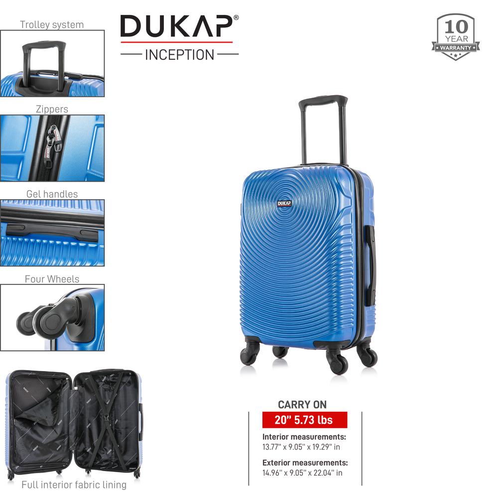 DUKAP Inception Lightweight Hardside Spinner 20 inch Blue. Picture 2
