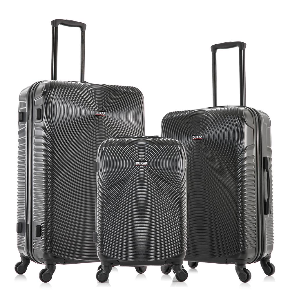 DUKAP Inception Lightweight Hardside Spinner 3 Piece set  20'',24'', 28'' Black. Picture 3