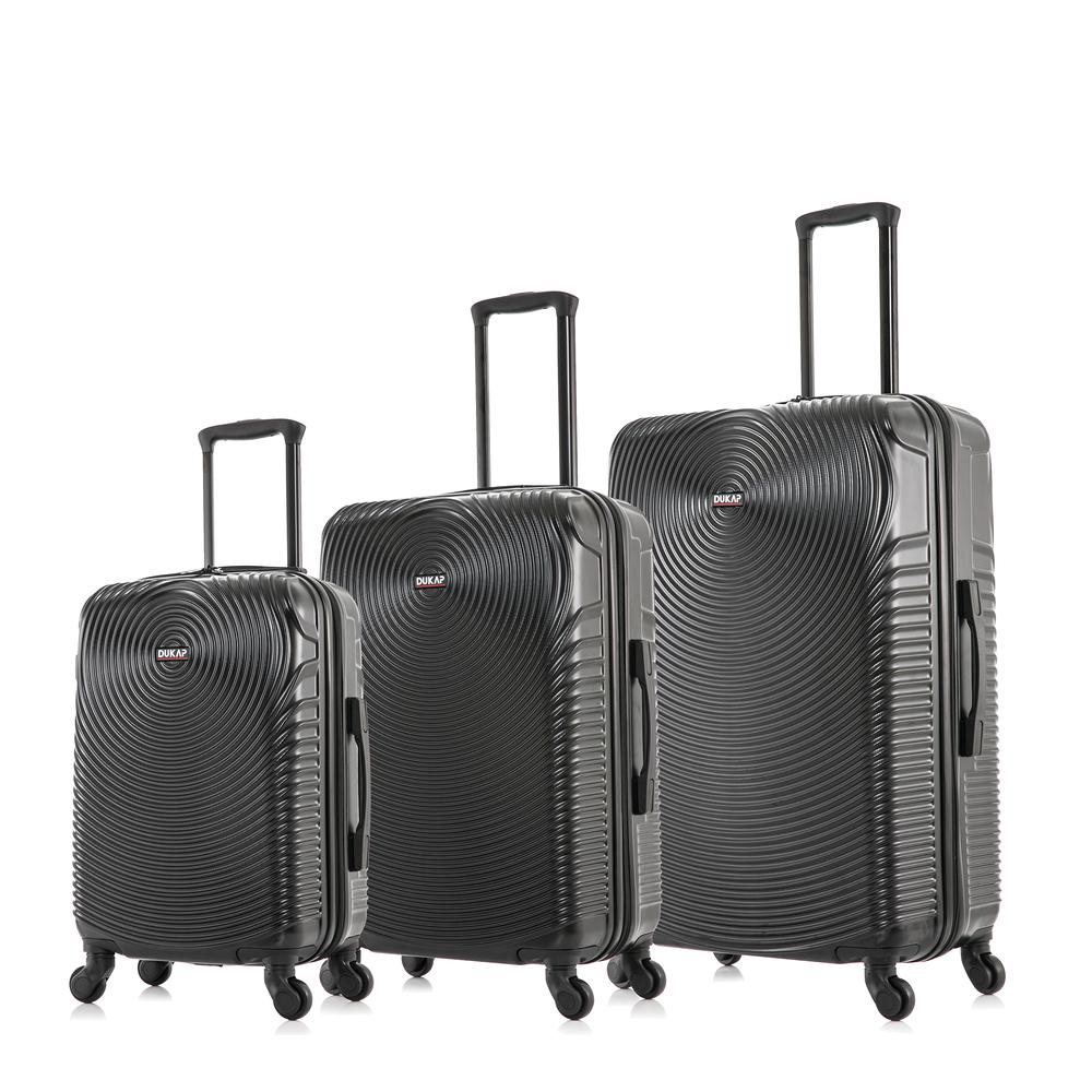 DUKAP Inception Lightweight Hardside Spinner 3 Piece set  20'',24'', 28'' Black. Picture 1
