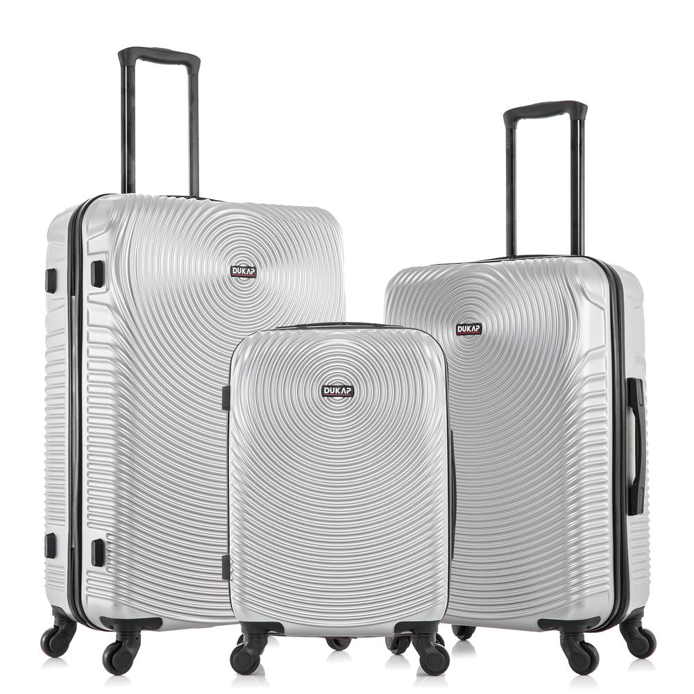 DUKAP Inception Lightweight Hardside Spinner 3 Piece  set  20'',24'', 28'' Silver. Picture 1