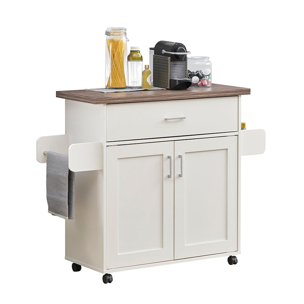Techni Home Deluxe Mobile Kitchen Island Cart with Water Resistant Top. Picture 3