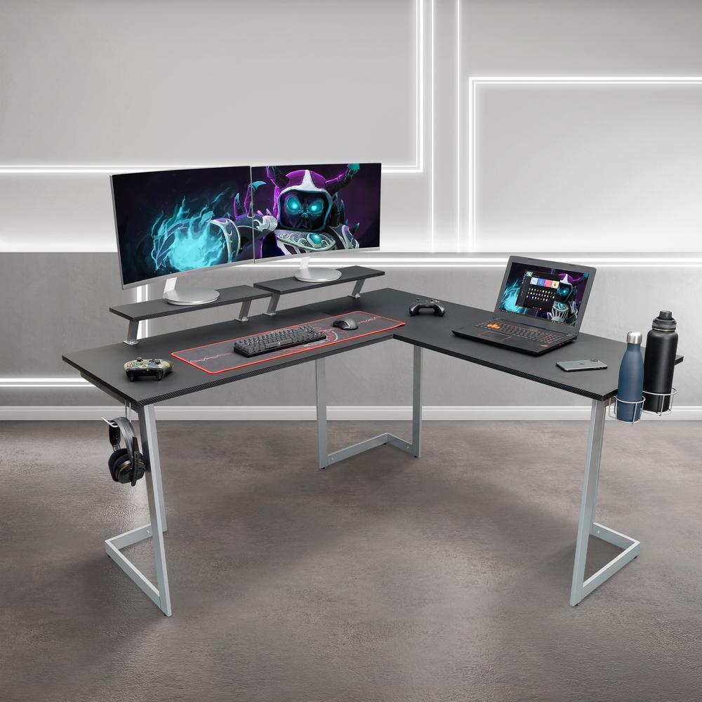 Techni Sport Warrior L-Shaped Gaming Desk, Black. Picture 15