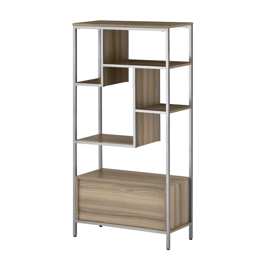 Techni Mobili Oak Storage Rack with  door cabinet. Picture 1
