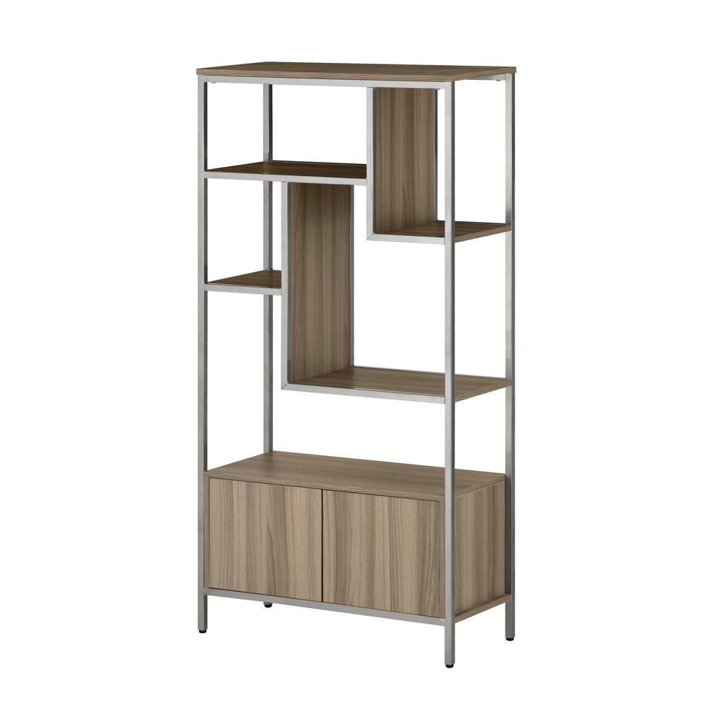 Techni Mobili Oak Storage Rack with  door cabinet. Picture 3