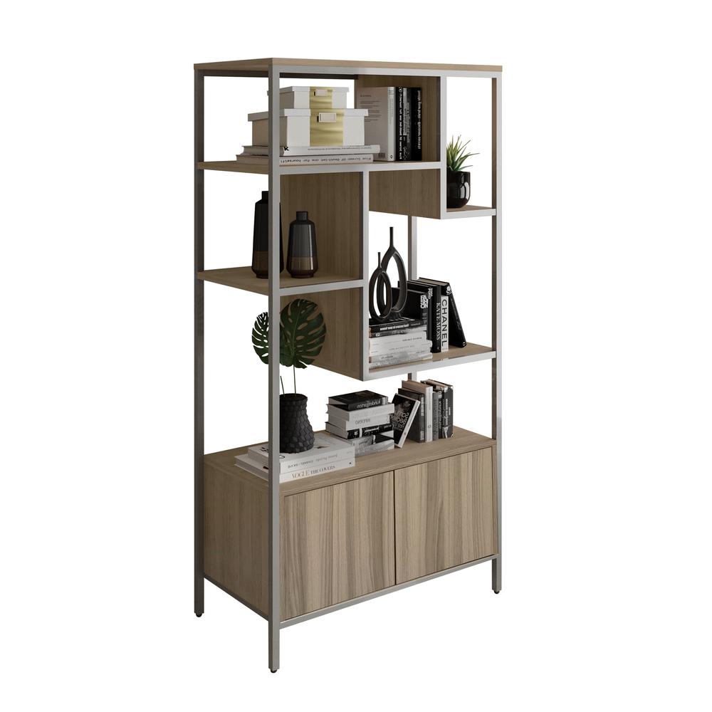 Techni Mobili Oak Storage Rack with  door cabinet. Picture 4