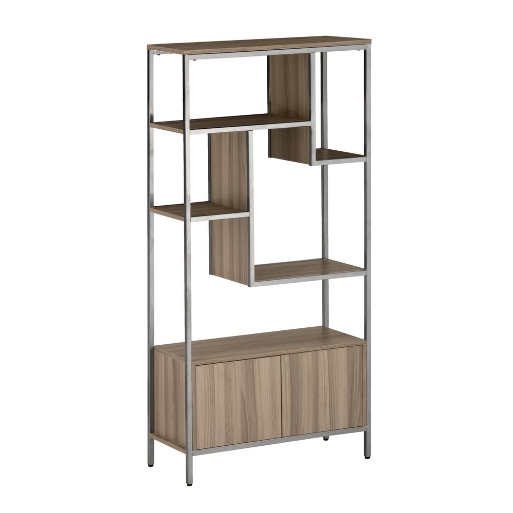 Techni Mobili Oak Storage Rack with  door cabinet. Picture 10