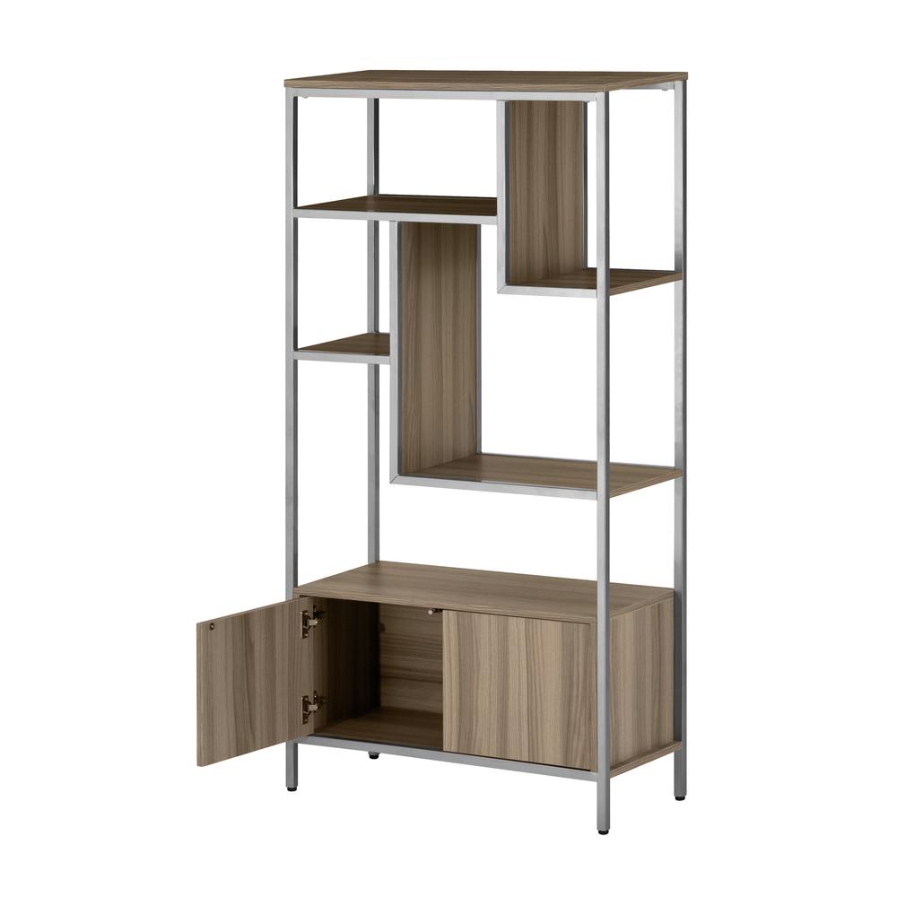 Techni Mobili Oak Storage Rack with  door cabinet. Picture 12