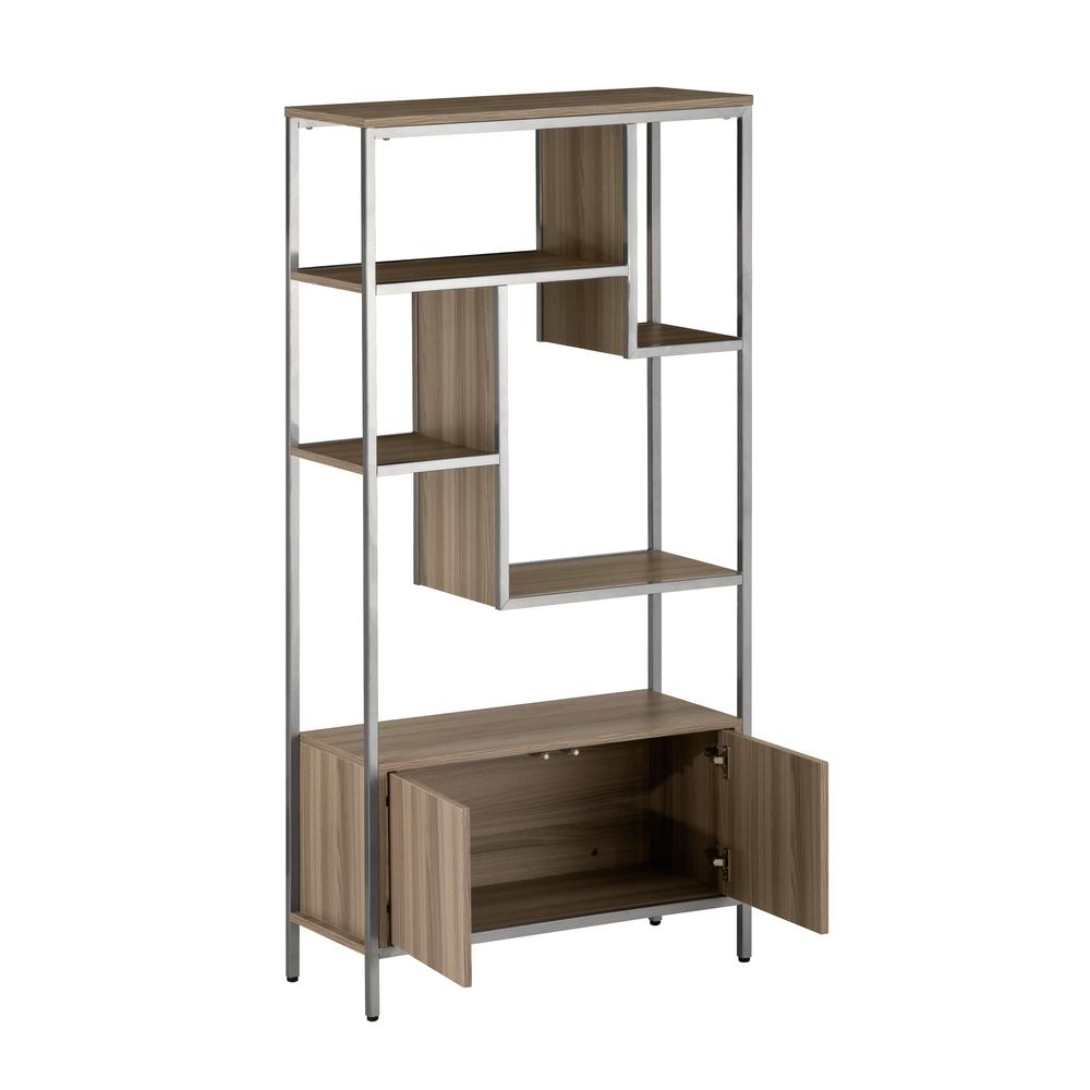 Techni Mobili Oak Storage Rack with  door cabinet. Picture 14