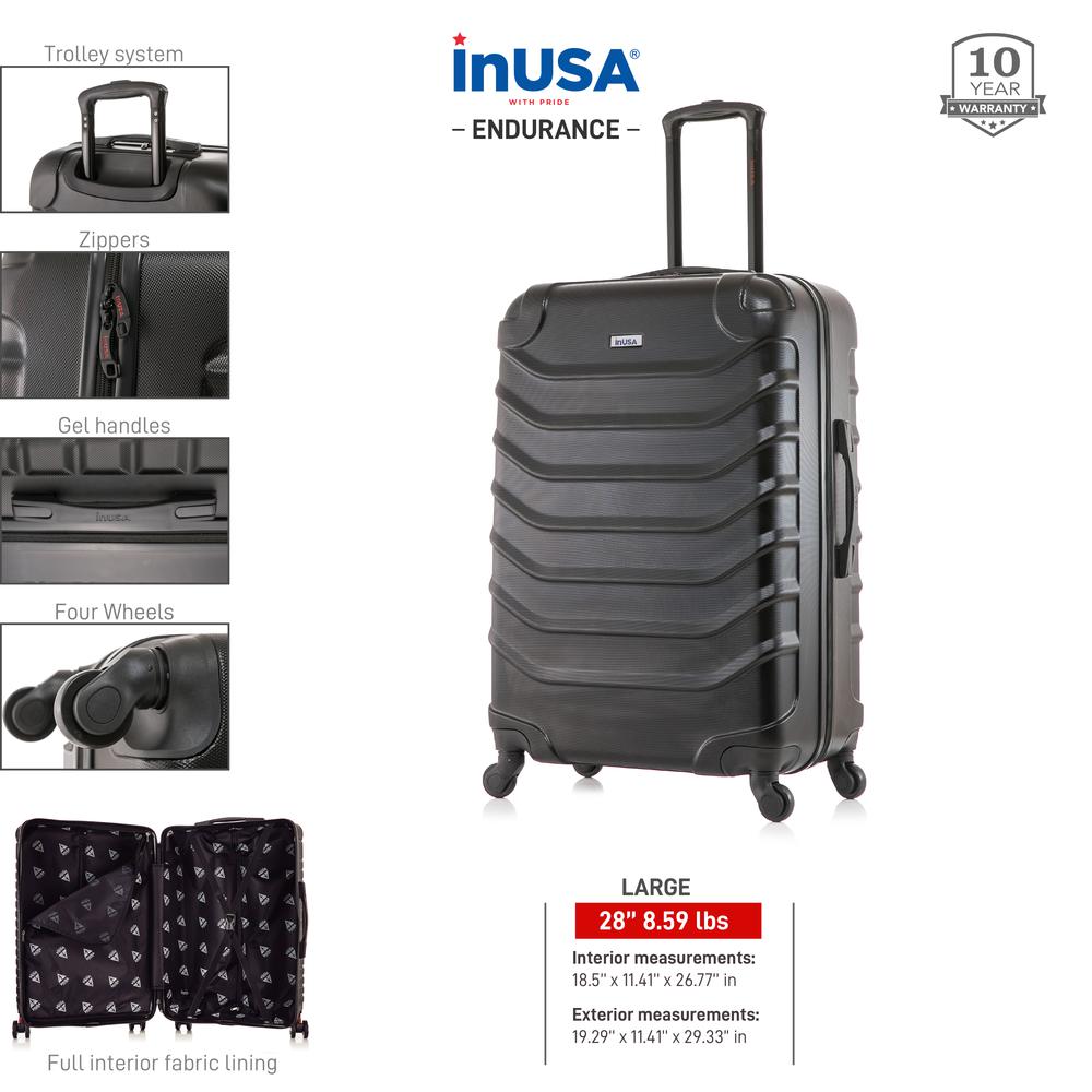 InUSA Endurance Lightweight Hardside Spinner 28 inch Black. Picture 3
