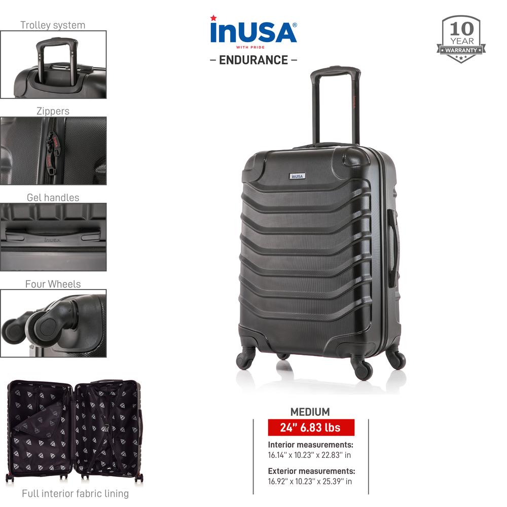 InUSA Endurance Lightweight Hardside Spinner 24 inch Black. Picture 3