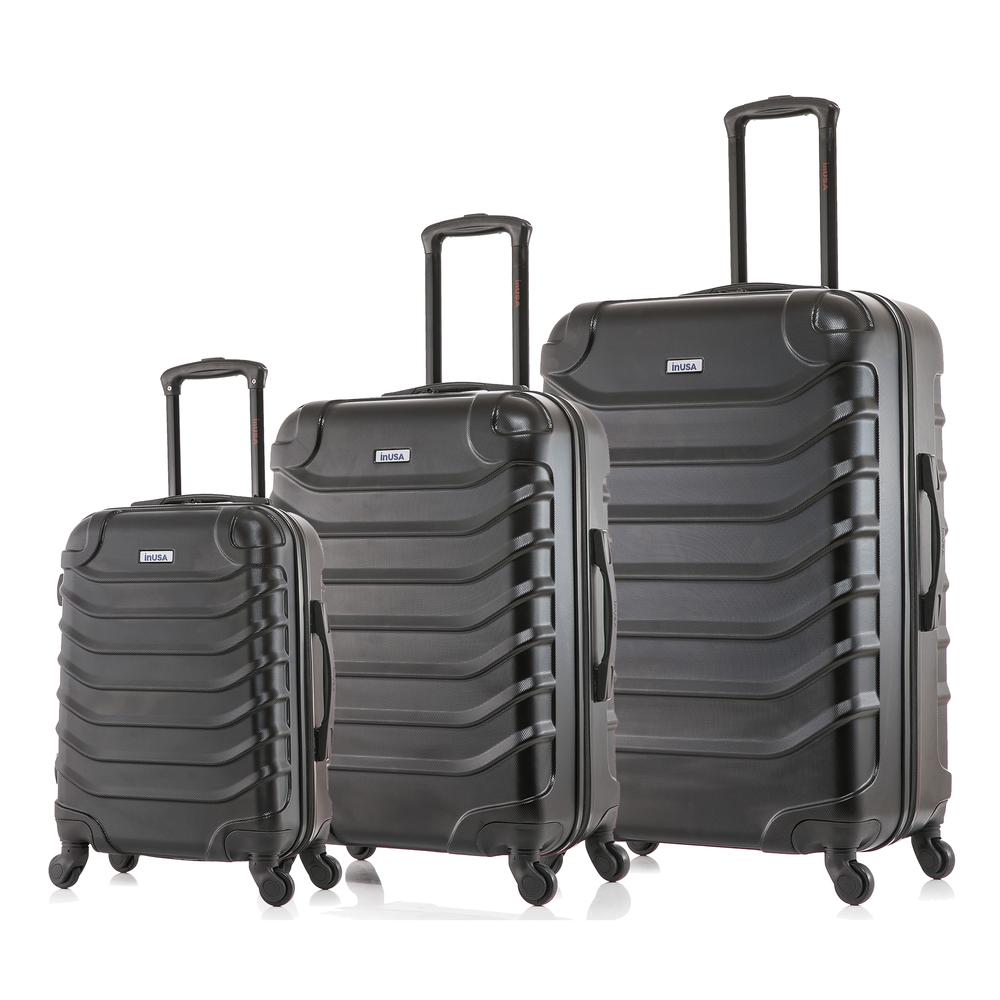 InUSA Endurance Lightweight Hardside Spinner 3 Piece Luggage set  20'',24'', 28'' Black. Picture 2