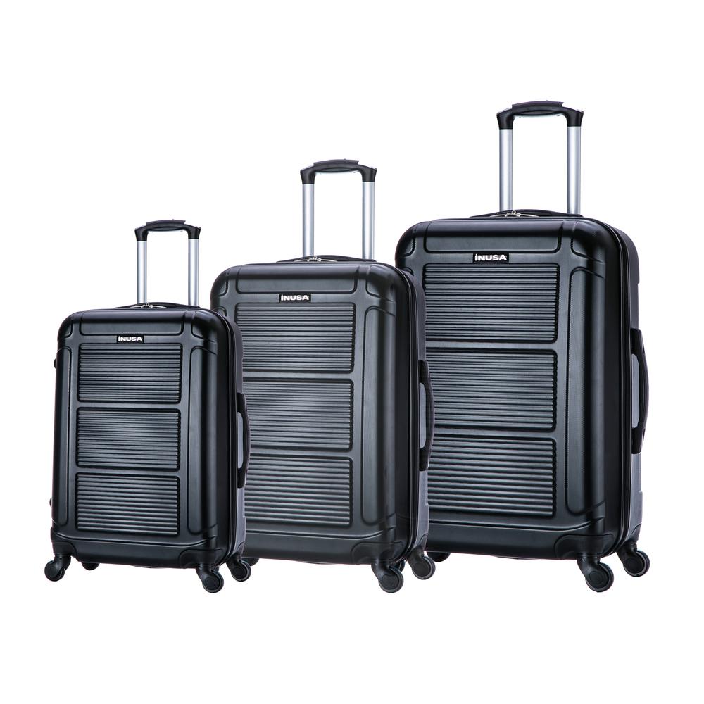 InUSA Pilot lightweight hardside spinner 3 piece Set 20”, 24", 28" Black. Picture 9
