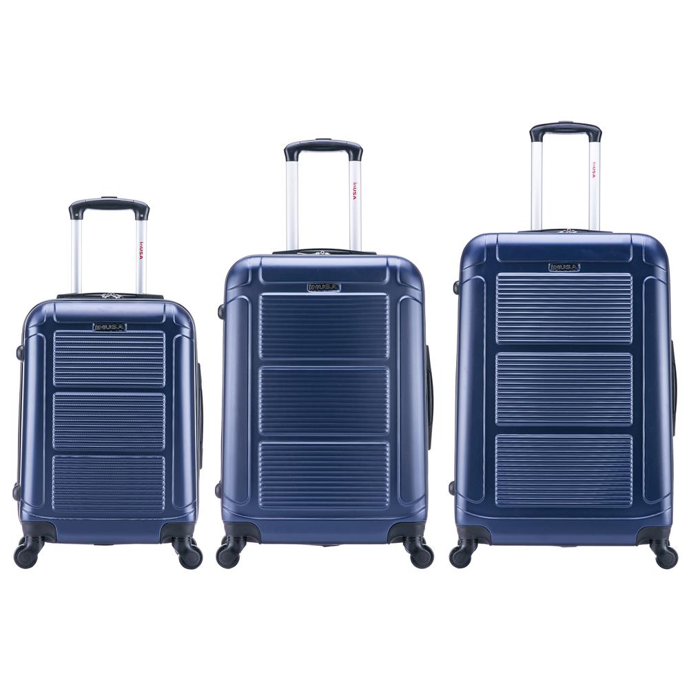 InUSA Pilot lightweight hardside spinner 3 piece Set 20”, 24", 28" Navy Blue. Picture 6