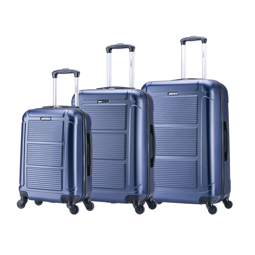 InUSA Pilot lightweight hardside spinner 3 piece Set 20”, 24", 28" Navy Blue. Picture 7