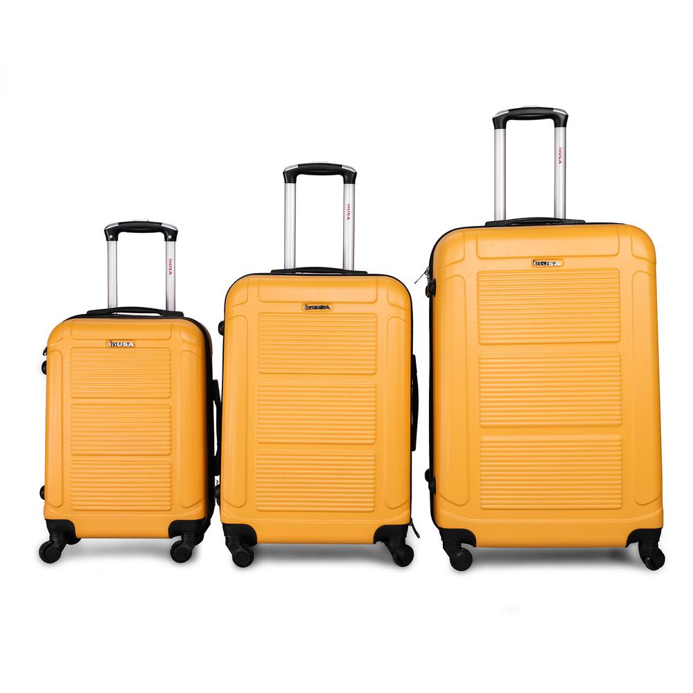 InUSA Pilot lightweight hardside spinner 3 piece Set 20”, 24", 28" Mustard. Picture 10
