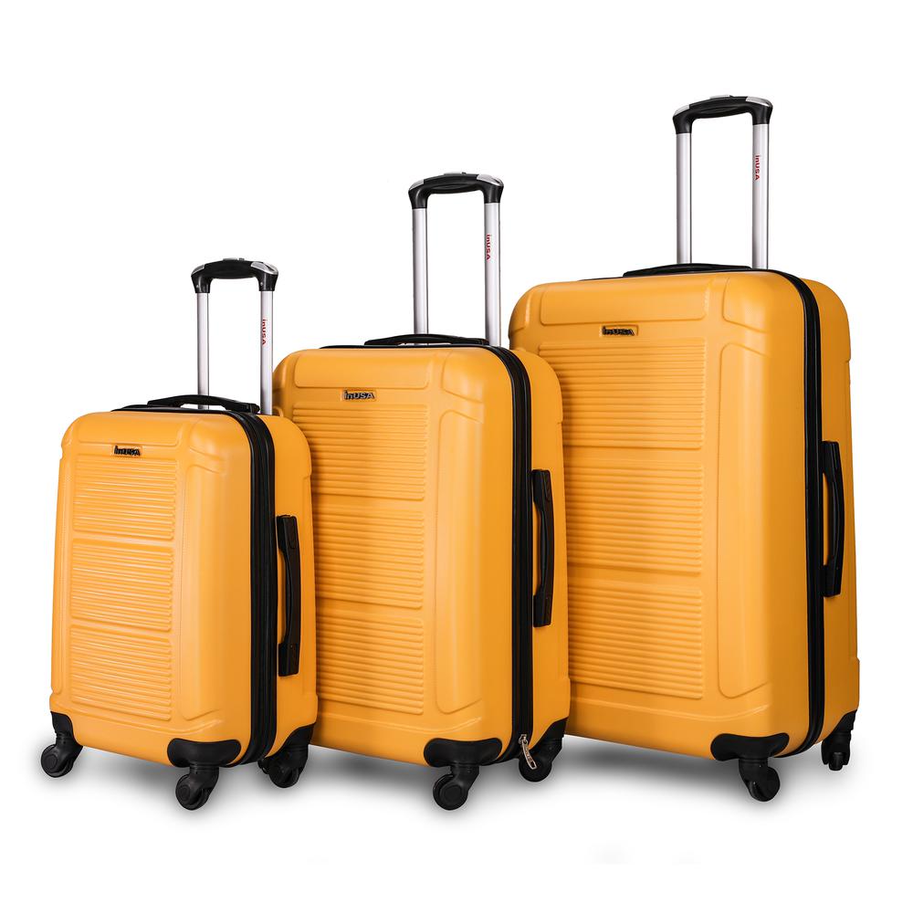 InUSA Pilot lightweight hardside spinner 3 piece Set 20”, 24", 28" Mustard. Picture 11