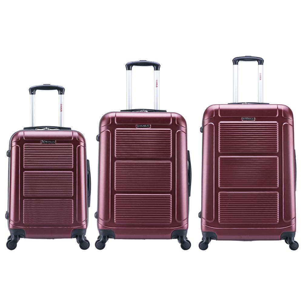 InUSA Pilot lightweight hardside spinner 3 piece Set 20”, 24", 28" Wine. Picture 10