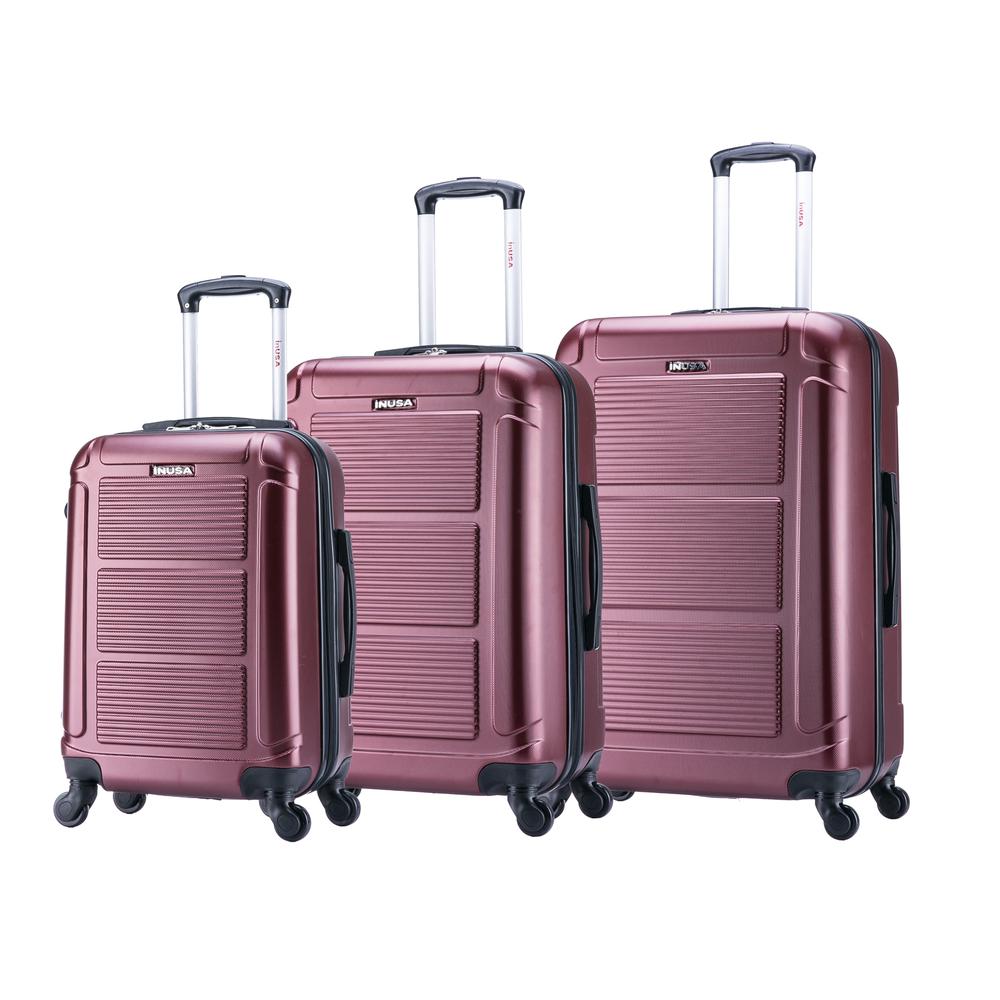 InUSA Pilot lightweight hardside spinner 3 piece Set 20”, 24", 28" Wine. Picture 11