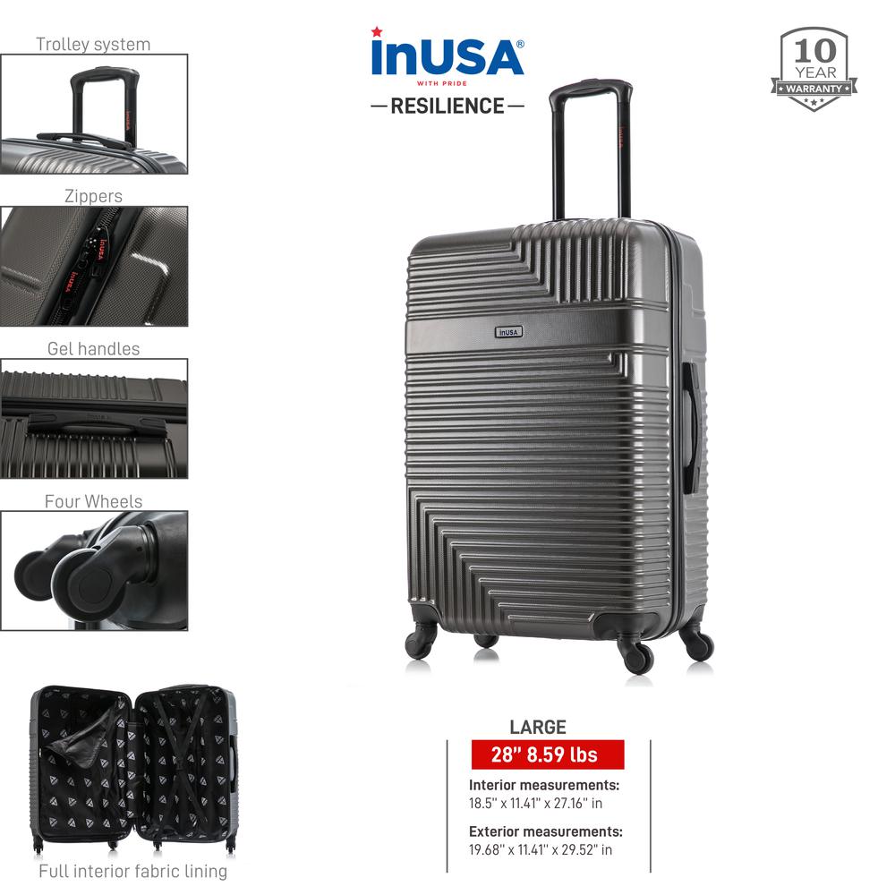 InUSA Resilience Lightweight Hardside Spinner 28 inch Charcoal. Picture 3