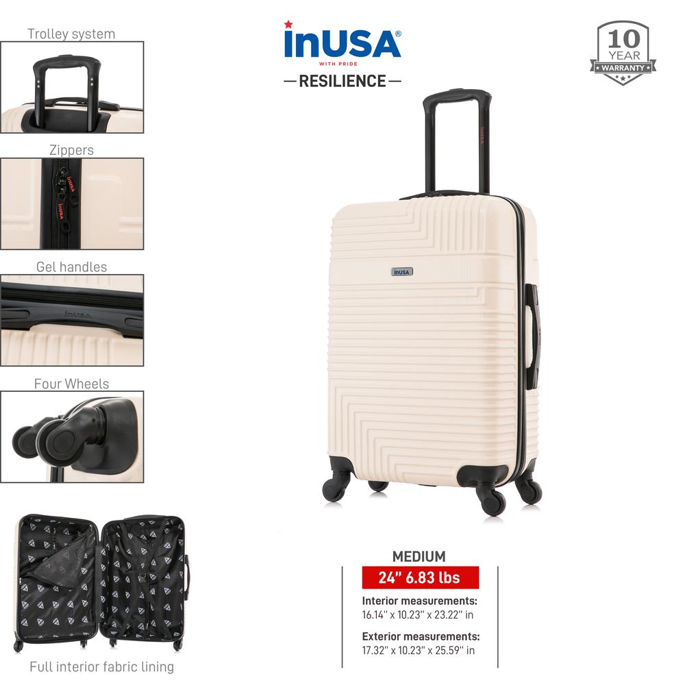 InUSA Resilience Lightweight Hardside Spinner 24 inch Sand. Picture 3