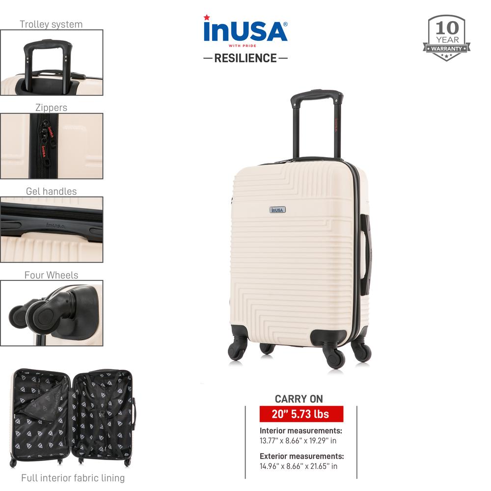 InUSA Resilience Lightweight Hardside Spinner 20 inch Sand. Picture 9