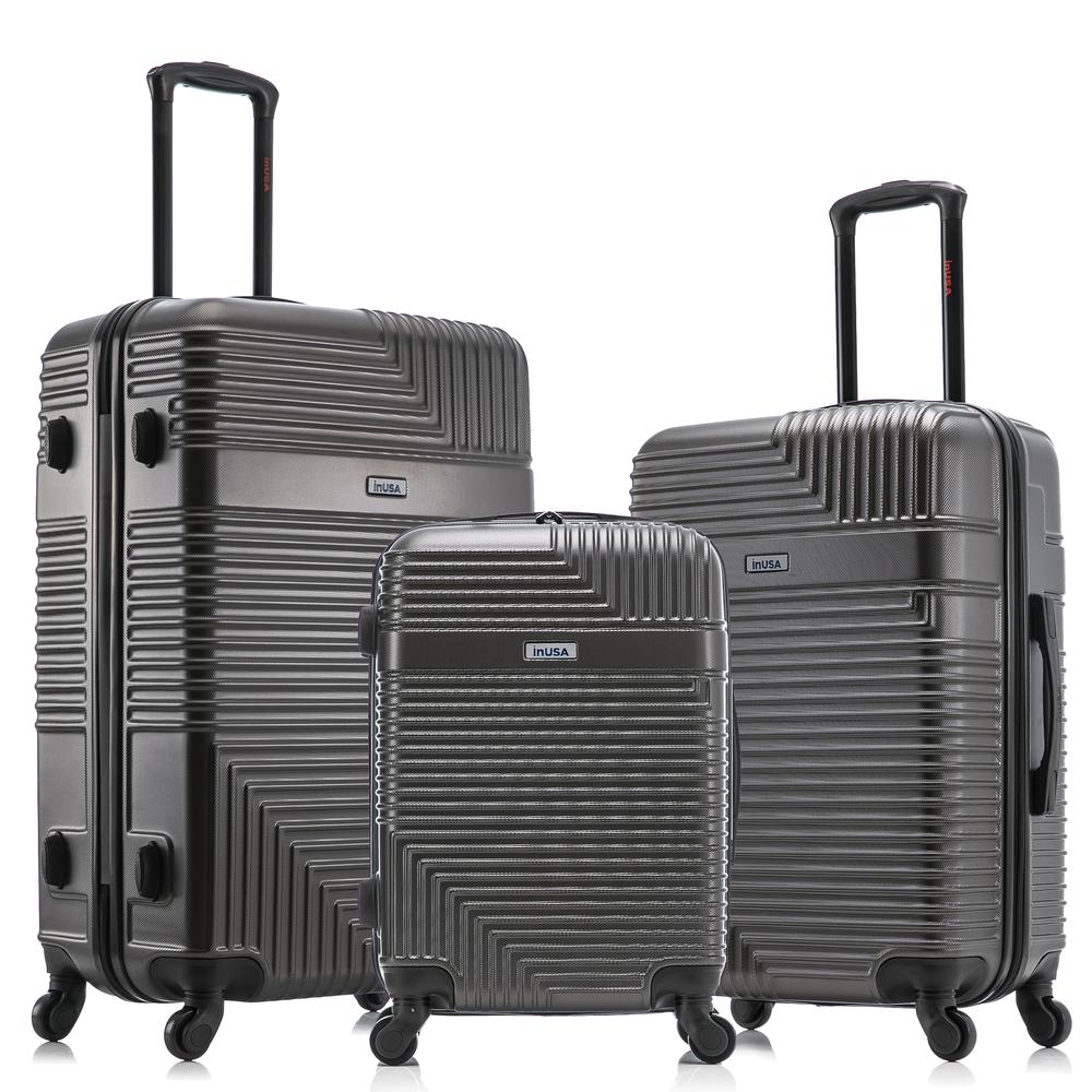 InUSA Resilience Lightweight Hardside Spinner 3 Piece Luggage set  20'',24'', 28'' Charcoal. Picture 1